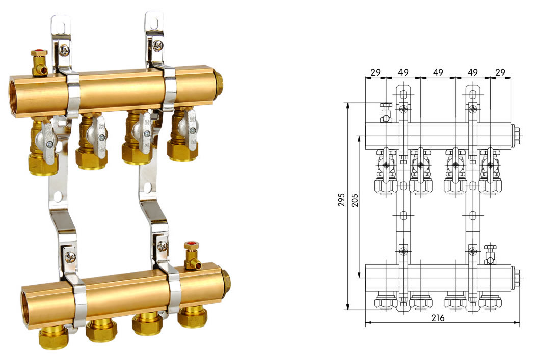 JT1650 黄铜分集水器